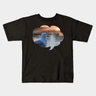 Sunset sunny harbour Seagull in deep thought Kids T-Shirt